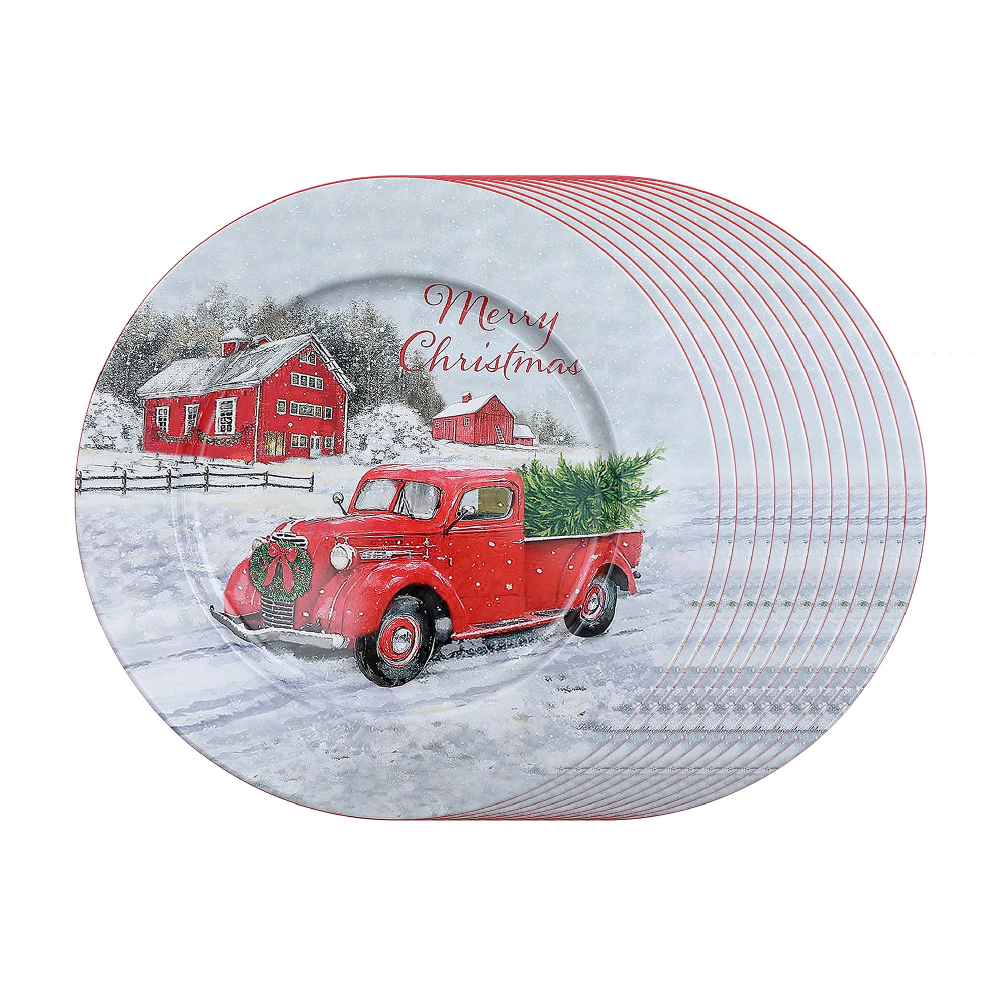 Printed Metal Charger Plate (Red Truck) (13") - Set of 12