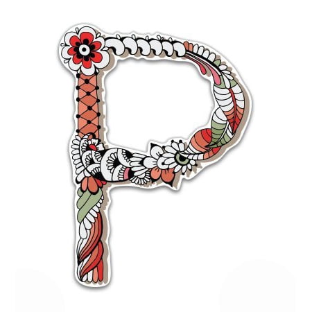  Letter  P  Floral Style Vinyl Sticker  Waterproof Decal 