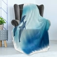 thumbnail image 4 of Dolphin Soft Flannel Fleece Blanket, Underwater Scene with 2 Ocean Mammals in Watercolor Style Swimming Image, Cozy Plush for Indoor and Outdoor Use, 60" x 80", Dark Blue Pale Blue, by Ambesonne, 4 of 5