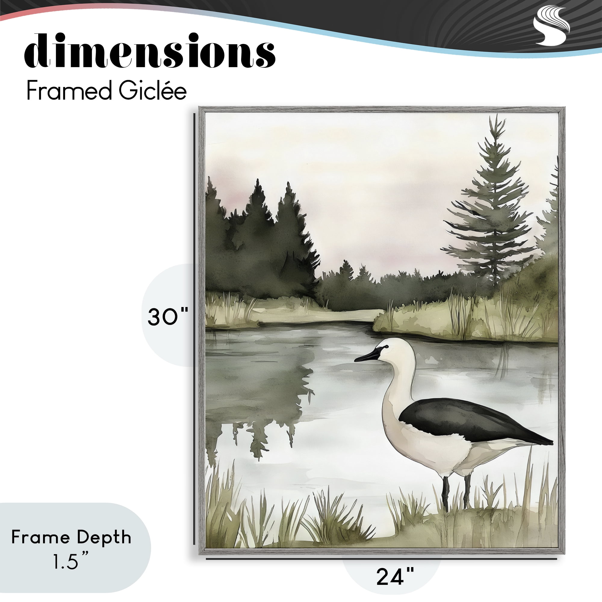Stupell Industries Springtime Serenity Duck Gray Framed Giclee Art, design by Riley B