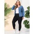 thumbnail image 4 of Women's Plus Size Long Sleeves Collarless Denim Jacket Sky Blue 2X, 4 of 6