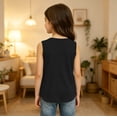 thumbnail image 2 of Grblisyd Girls Tank Tops Kids Summer Solid Color Loose Casual Cute Sleeveless Crewneck Tunic Tops T Shirt 7-14 Years, 2 of 5