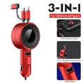 thumbnail image 2 of 3-IN-1 Car Charger Mobile Phone  Adapter For IOS/Android/Type-C USB Retractable Charging Cable 4.2A Fast Charing For Truck, 2 of 7