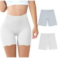 thumbnail image 2 of QLEICOM Underwear Women Pack,Panties for Women,Plus Size Ice Silk Seamless Shorts Solid Color Three-quarter or Mid Length Invisible Bike Shorts for Women Under Dress or Pants White, 2 of 5