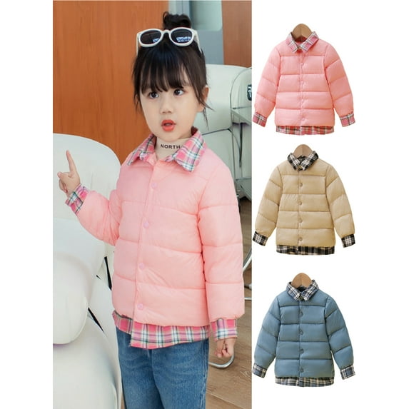Kids Down Jacket Boys Girls Light Winter Coats Outerwear 1-7 Years