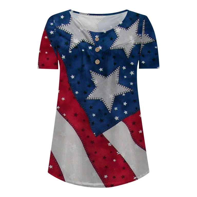 Womens Summer Tops, 4th Fourth of July Patriotic USA American Flag