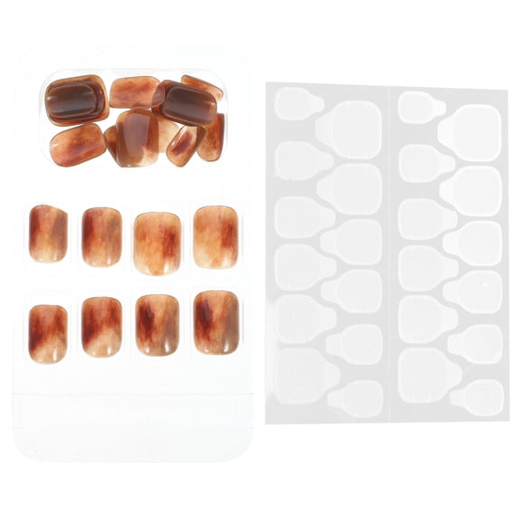 KONTONTY Fake Nail Tips Kit with Easy Apply Jelly Glue Short Plastic Press on Nails