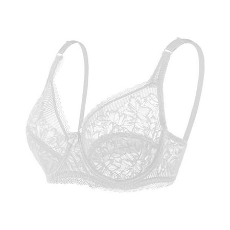 REORIAFEE Bras for Women Wireless Gathered Together Wirefree Bras Solid Adjustable Straps Brassiere Comfy Spaghetti Straps Breathable Corset Underwear Comfortable Classic Support Lingerie White 42