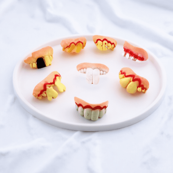 HOOWIFFY 5pcs Assorted Color Funny Teeth Shape for Adults Costume