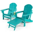 thumbnail image 5 of Gymax 2PCS Folding Adirondack Chair HDPE Patio Lounge Chair w/ Retractable Ottoman Turquoise, 5 of 6