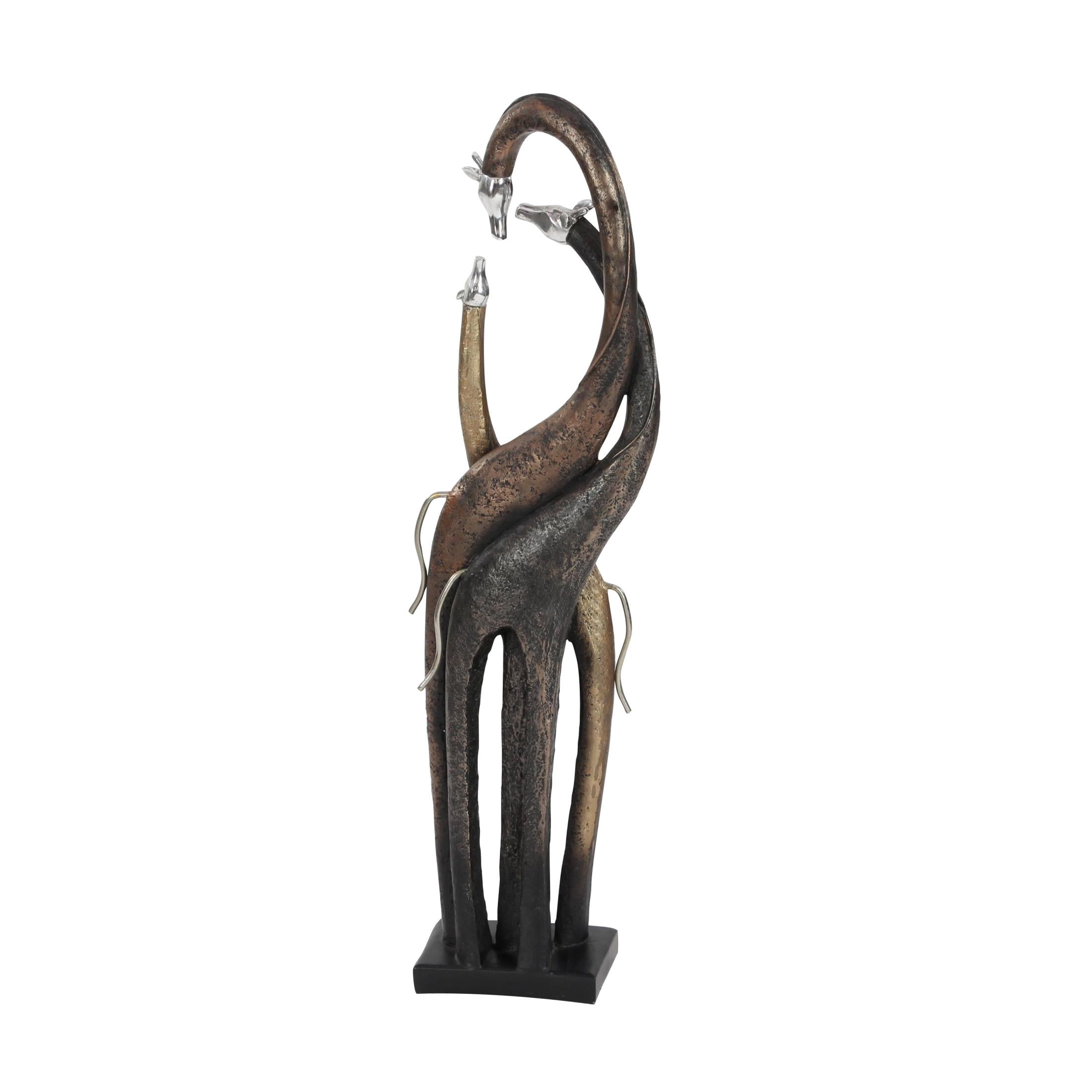 5" x 22" Brass Polystone Giraffe Sculpture, by DecMode