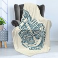 thumbnail image 4 of Anchor Soft Flannel Fleece Throw Blanket, Anchor Skilled Sailor Adventures Under the Sea Nautical Vintage Art, Cozy Plush for Indoor and Outdoor Use, 50" x 70", Blue Cream, by Ambesonne, 4 of 5