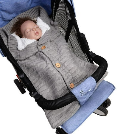 Newborn Baby Wrap Swaddle Blanket Knit Plus Velvet Sleeping Bag Stroller Wrap for Baby (0-12