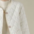 thumbnail image 6 of DHFJKG Women's Thickened Quilted Jacket Solid Color Long Sleeve Crewneck Button Up Outwear Casual Coat With Large Pockets Elegant Soft Outerwear, 6 of 8