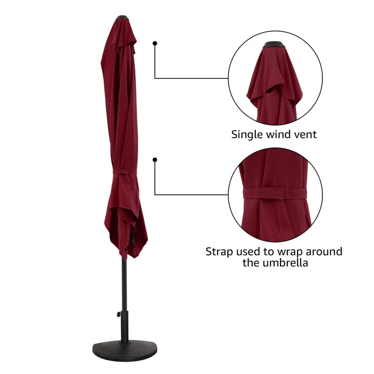 cobana patio umbrella rectangular Cobana 7.5 by 4 Half Rectangular Outdoor Patio Umbrella for Patio, Balcony, Garden, Deck, Dark Red