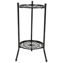 LIZEALUCKY 9.8''x 19.7'' 2-Tier Black Metal Indoor Flower Pot Stand