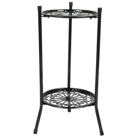 LIZEALUCKY 9.8''x 19.7'' 2-Tier Black Metal Indoor Flower Pot Stand