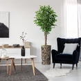 thumbnail image 5 of Artificial Tree in Contemporary Geometric Planter, Fake Ficus Silk Tree for Indoor and Outdoor Home Decoration - 75" Overall Tall (Plant Pot Plus Tree), 5 of 5