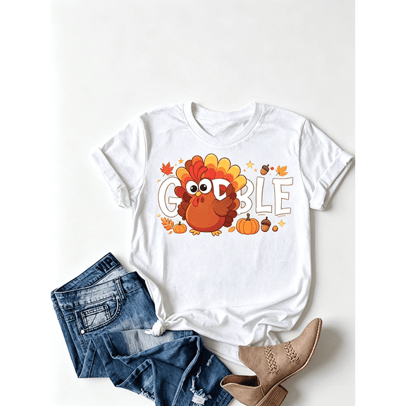 Gobble Gobble T-Shirt Cute Turkey Thanksgiving Fall Tee