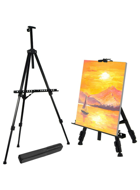 66" Reinforced Artist Easel Stand, Extra Thick Aluminum Metal Tripod Display Easel with Portable Bag for Drawing and Displaying