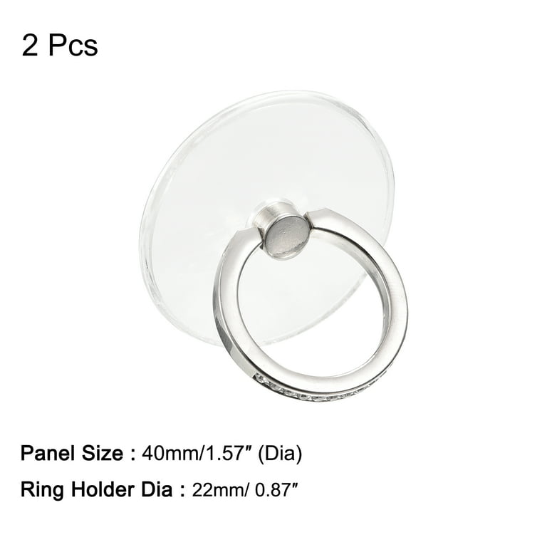 Clear Phone Ring Holders, Diamond Finger Grip Stand (Round Shape), 2pcs - Transparent, Silver