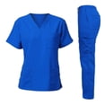 thumbnail image 2 of Scrubs for Women Set 2 Piece Stretch V Neck Scrub Top Jogger Pant with Cargo Pockets 2025 Royal Blue XXL, 2 of 4