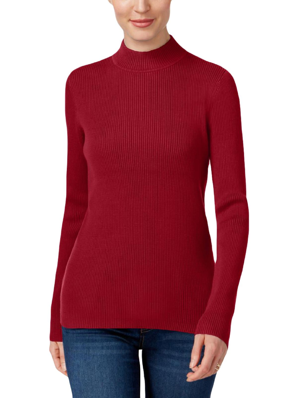 Karen Scott Womens Ribbed Knit Mock 