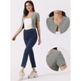 thumbnail image 2 of DARING DIVA Crop Tweed Cardigan Open Front Short Sleeve S Beige, 2 of 6