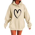 thumbnail image 1 of Chandail à Capuchon Surdimensionné Femmes Automne Mignon Cœur Papillon Imprimé Chandail à Capuchon Surdimensionné Décontracté Chandail à Capuche Chandail à Épaules Tombantes Design Tenue d'Intérieur Chandail à Col Rond Femmes Beige TTG, 1 of 5