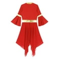 thumbnail image 6 of Zaldita Women 3/4 Flared Sleeve Asymmetrical Dance Dress Lyrical Liturgical Praise Overlay Tunic Red XL, 6 of 7