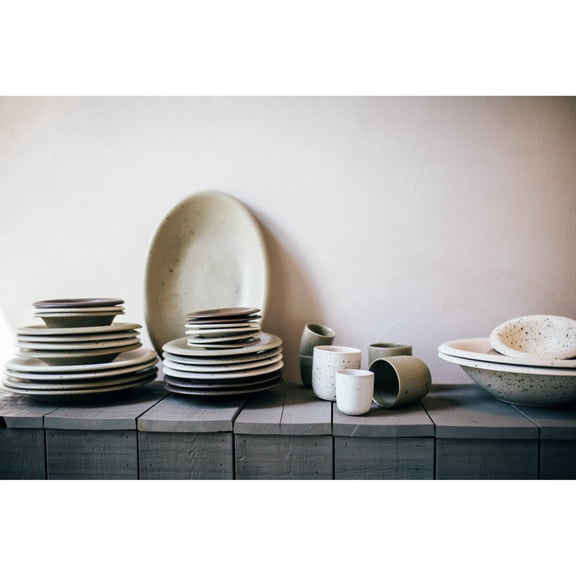 BIDK Home Hand Painted Glazed Stoneware Dessert Plate - 8.5" - Olive Green