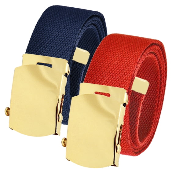 Men's Cut to Fit Waist Size Up to 40" Casual Outdoor 2 Belt Pack with Gold Slider Buckle