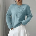 thumbnail image 6 of 1. Women's Embroidered Floral V-Neck Sweater Long Sleeve Oversized Knit Top Lace Trim, 6 of 9