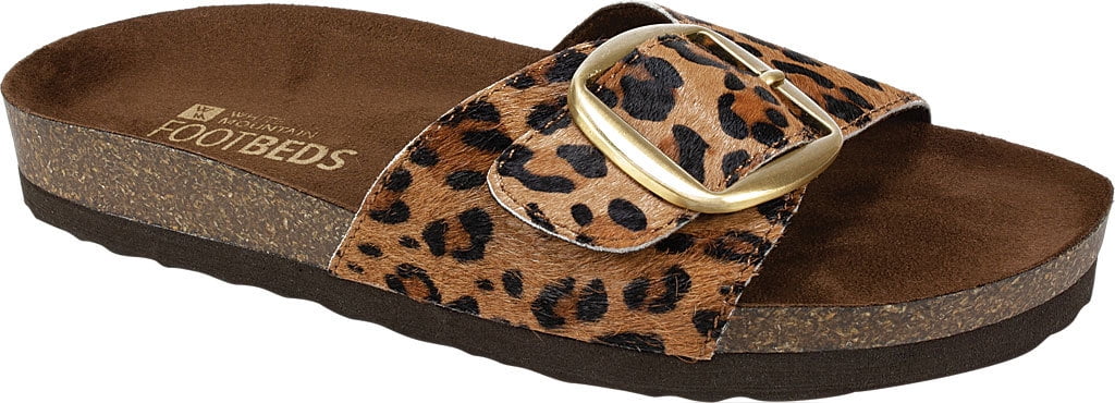 white mountain leopard sandals