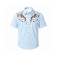 thumbnail image 4 of XIAOCHA Men's Western Scroll Print Button Down Shirt Short Sleeve Country Holiday Casual Top, 4 of 4