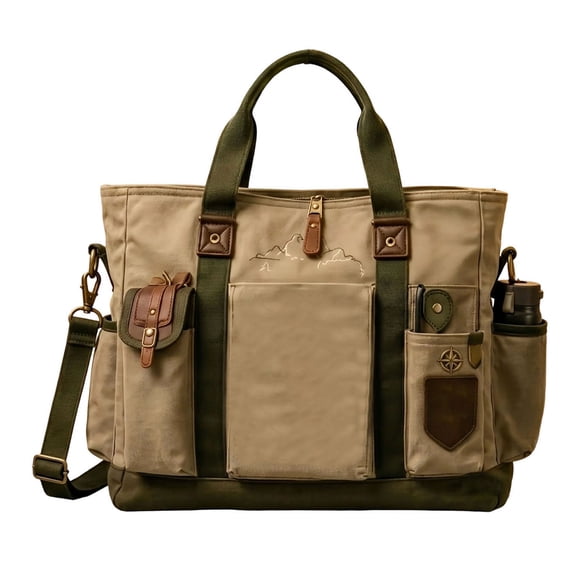 Big Wilderness Foot Canvas Tote, Multi-Functional Adventure Bag with Reinforced Handles, Spacious Travel Tote for Hiking Beach Daily