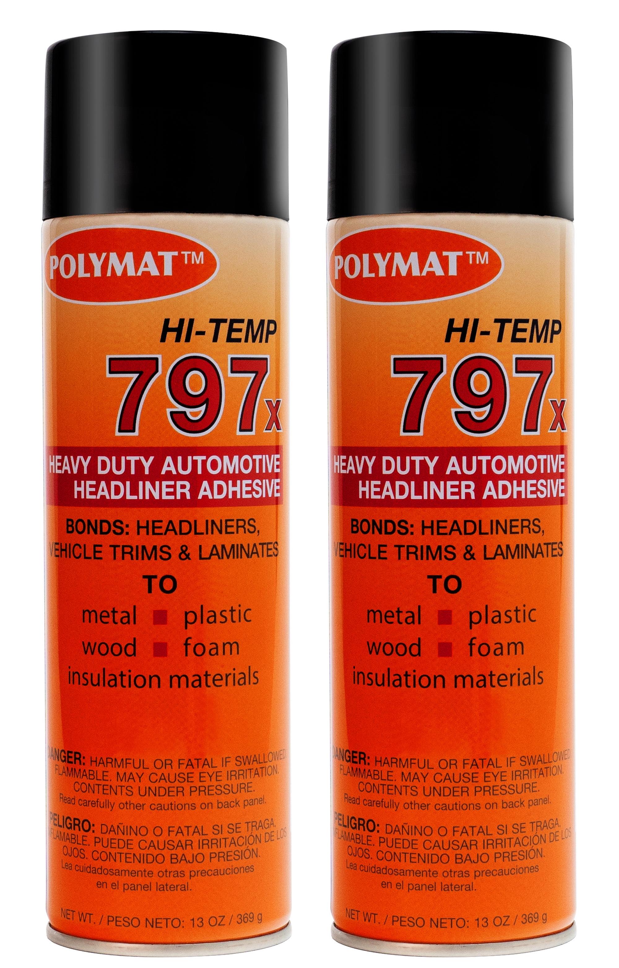 2 Polymat 797 Hi Temp Spray Glue Bond Auto vinyl, headliners, hood