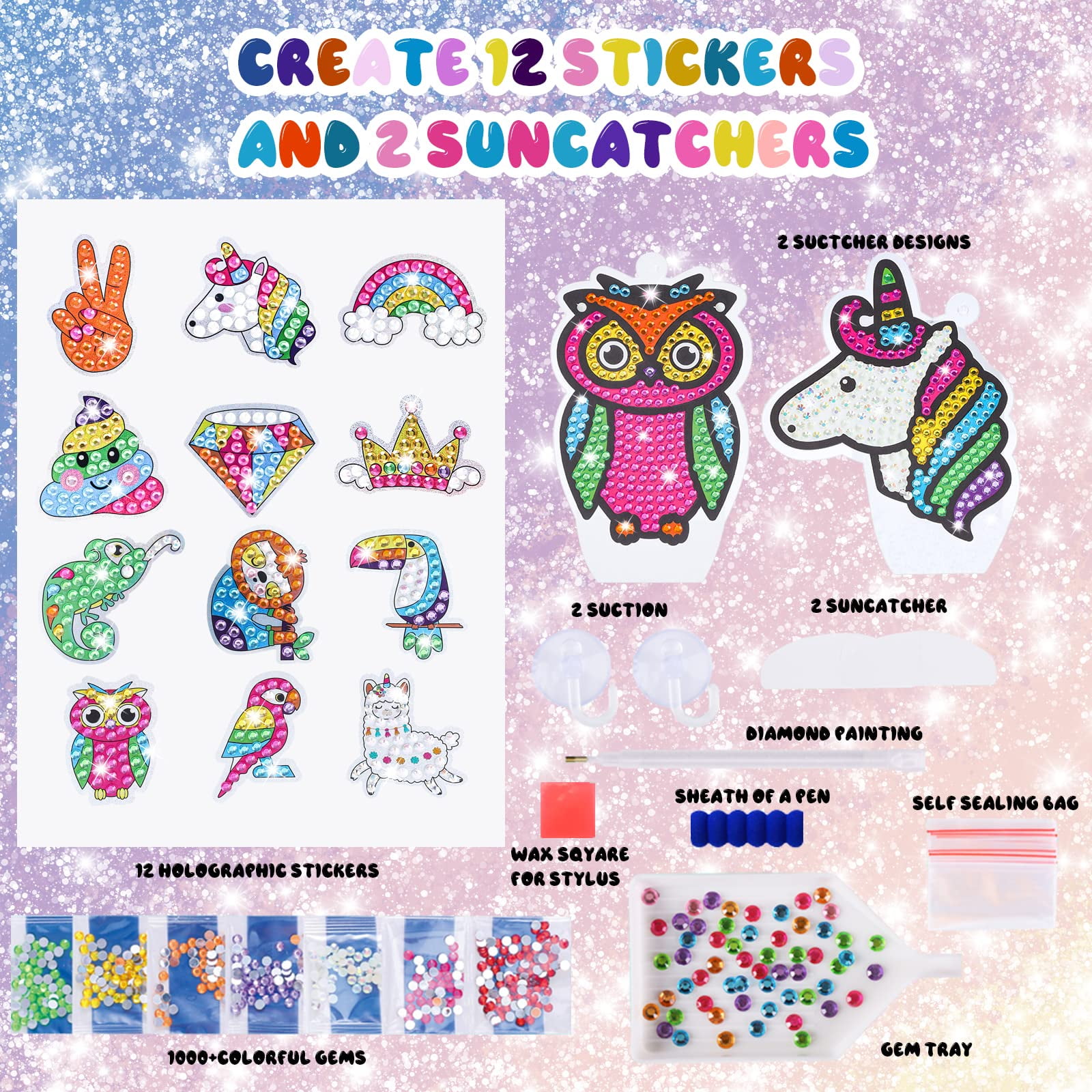 TOYANDONA 2 Sets Diamond Drawing Diamonds Painting Kits Stickers Art  Supplies for Kids 9-12 gem Arts Art Kits Childrens Toys Fun Toys for Kids  8-12 5d