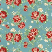 The Pioneer Woman 60" 100% Polyester Fleece Floral Vintage Sewing & Craft Fabric 8 yd By the Bolt, Teal and Red