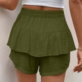 thumbnail image 3 of Plebaso Womens Flowy Shorts Ruffle Layered Elastic Waist Casual Shorts Solid Color Summer Beach Shorts, 3 of 7