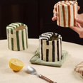 thumbnail image 4 of Retro Striped Hand-Painted Ceramic Mark Hand-Held Cup Heat-Resistant Non-Slip Double-Enjoy Cup for Milk Coffee Juice Latte Hot Cold Drinks Valentine's Day Mother's Day Christmas Gift Drinkware (Green), 4 of 8
