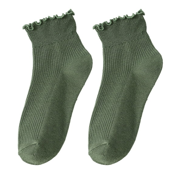 GRABLOOM Ruffle Slouch Socks for Women,Crew Socks,Cotton Bootie Socks Frilly Novelty Sock