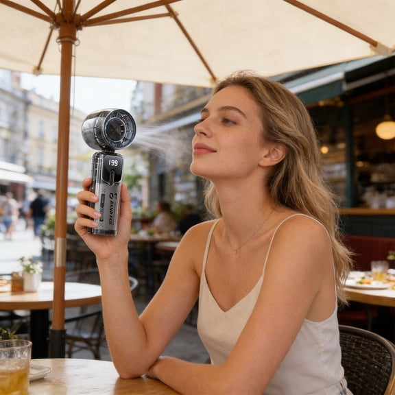 Yakvarog Portable Fan with Speed (1-199), Handheld Fan Long Battery Life, Mini Fan Portable Fan Rechargeable, Transparent Ice-Cool Turbo Fan for Outdoor, Travel, Office Desk