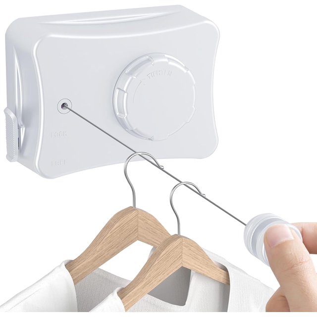 Tendedero retráctil Impermeable y antioxidante, tendedero retráctil de Acero Inoxidable, Base de Aluminio para Uso en Interiores y Exteriores
