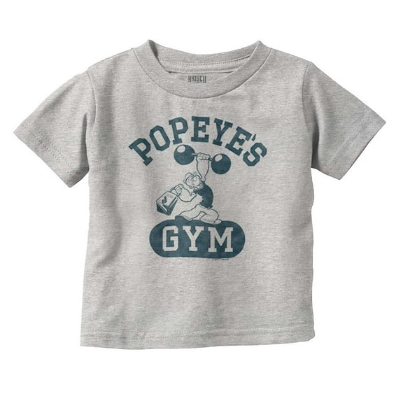 Popeye Body Builder Gym Workout Cool Toddler Boy Girl T Shirt Infant Toddler Brisco Brands 12M