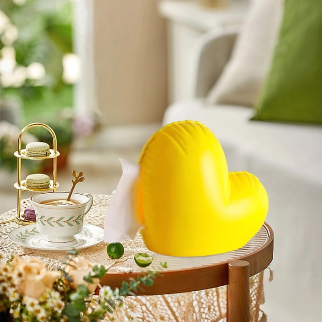 Caja de pañuelos con forma de corazón, adorno de escritorio, servilletero, caja de toallas de papel para baño, mesa de café, decoración de restaurante Amarillo