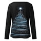 thumbnail image 5 of Blusa de manga larga con cuello redondo y estampado de árbol de Navidad para mujer Pompotops  FGAJ12600, 5 of 5