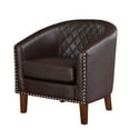 thumbnail image 4 of TrumanPick Barrel Chair Leather Accent  Chair Club Armchairs Comfy chairs for Living Room, Bedroom, Brown, 4 of 7