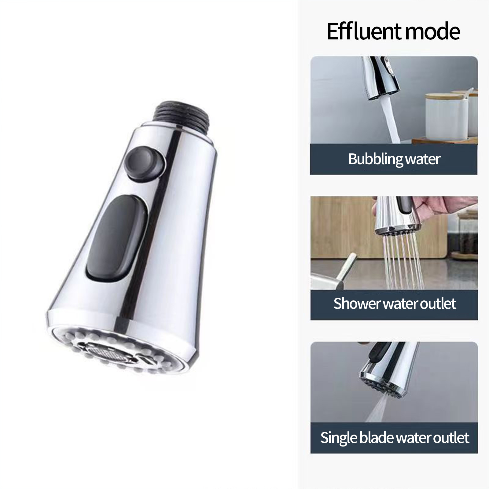 Tuphregyow Stainless Steel Tap Water Saver with 3 Spray Modes - Kitchen Faucet Extender for Efficient Cleaning and Easy Installation Silver
