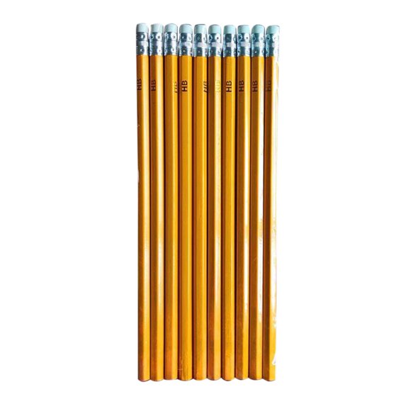 Yellow Hexagonal Wooden Pencils With Eraser For Elementary Students(10 PCS)